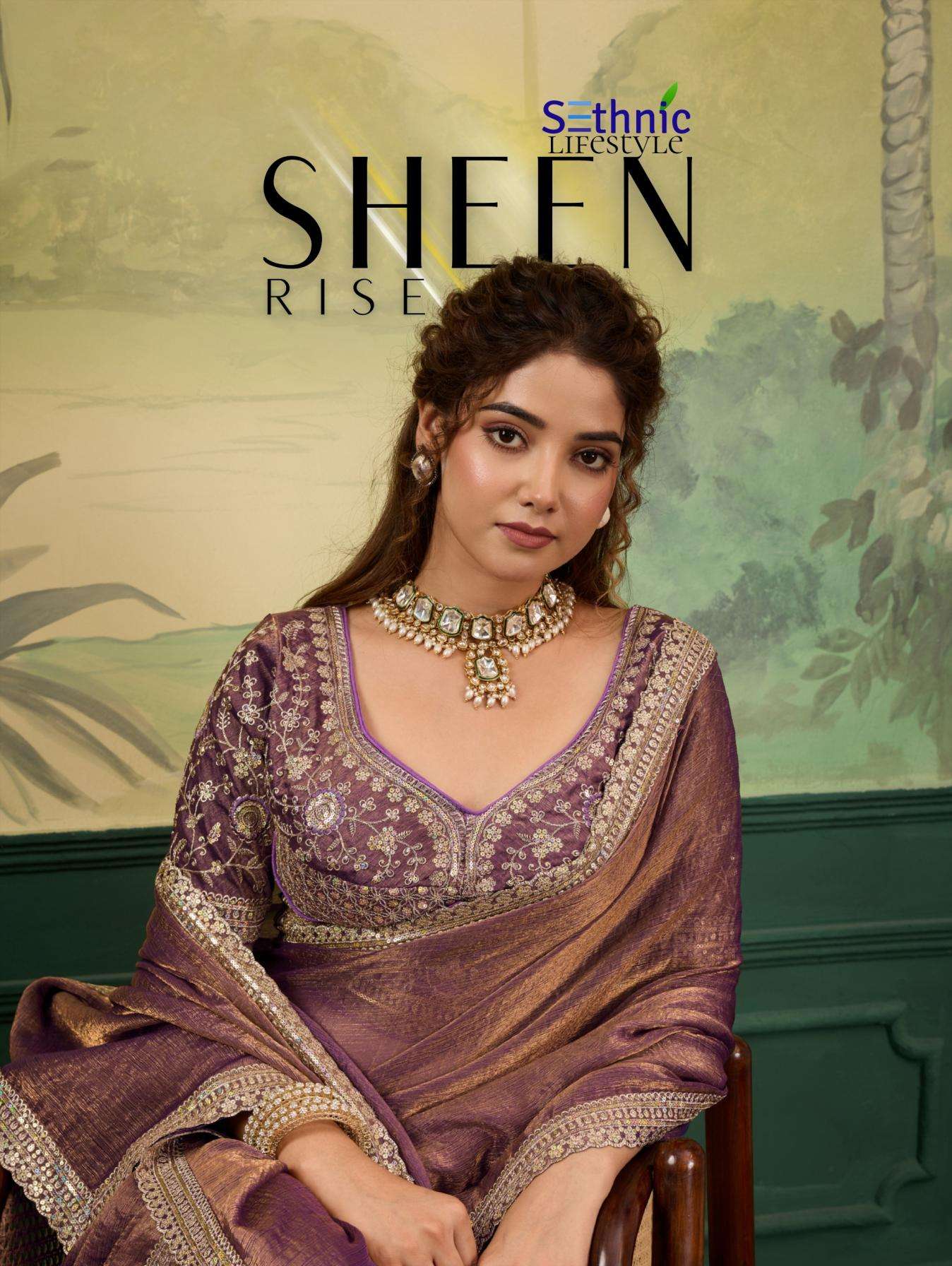sethnic lifestyle sheen rise traditional shine velvet chiffon saree