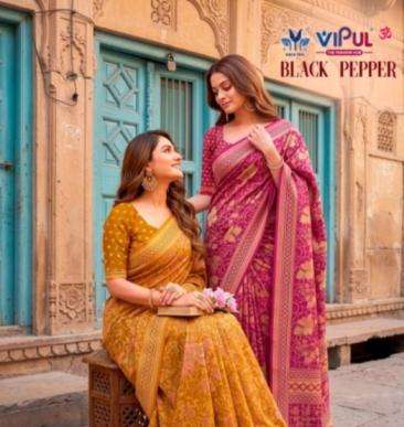 vipul black pepper 6 colour matching amazing brasso saree
