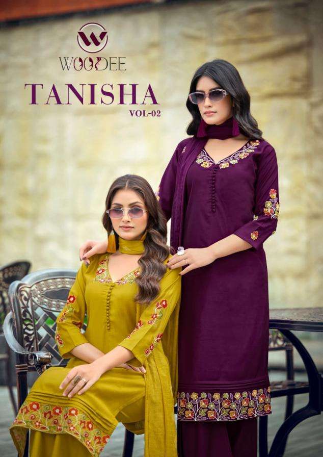 woodee tanisha vol 2 full stitch viscose gadwal 3pcs set 