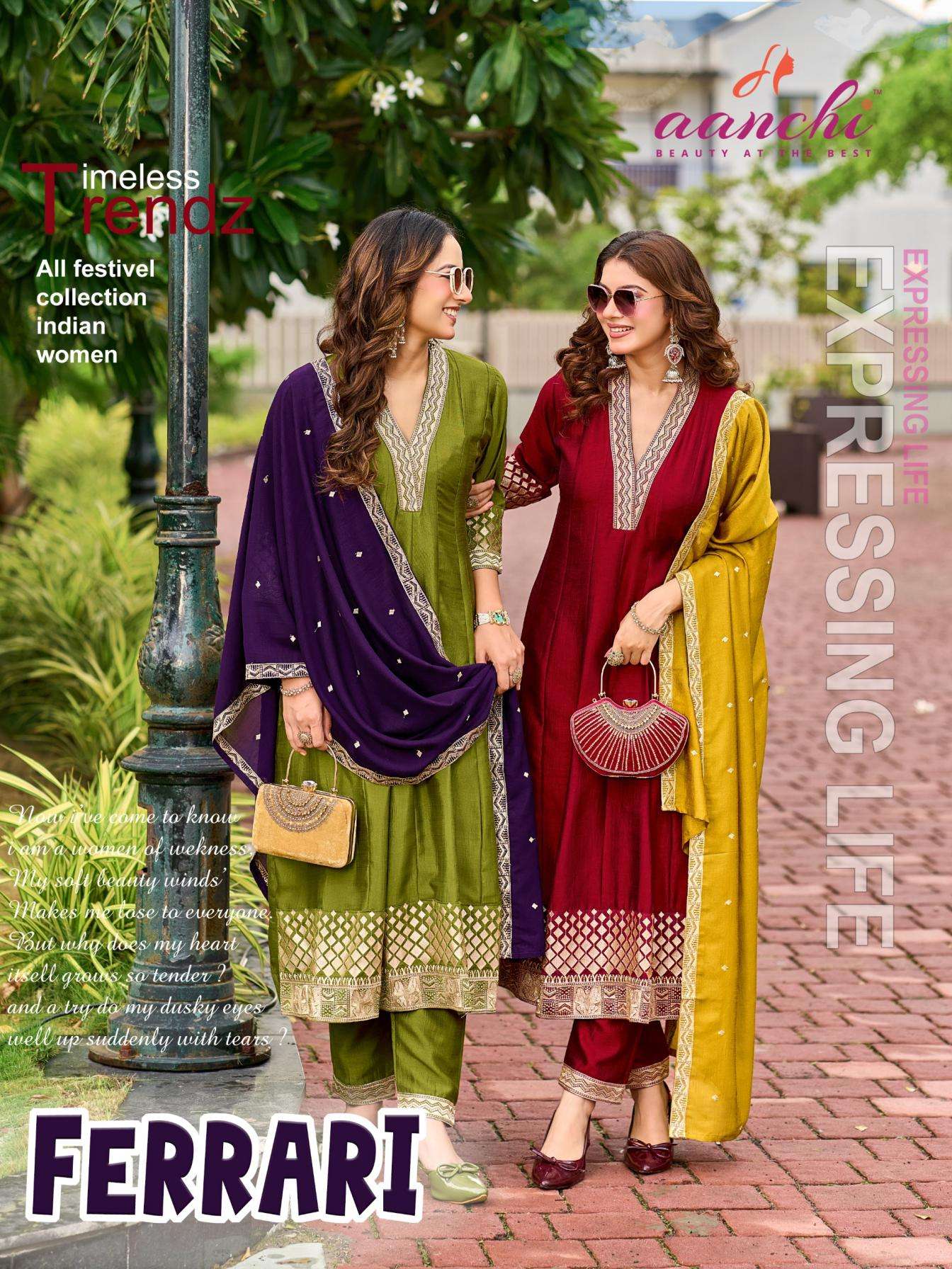 aanchi ferrari readymade classic vichitra silk 3pcs dress 