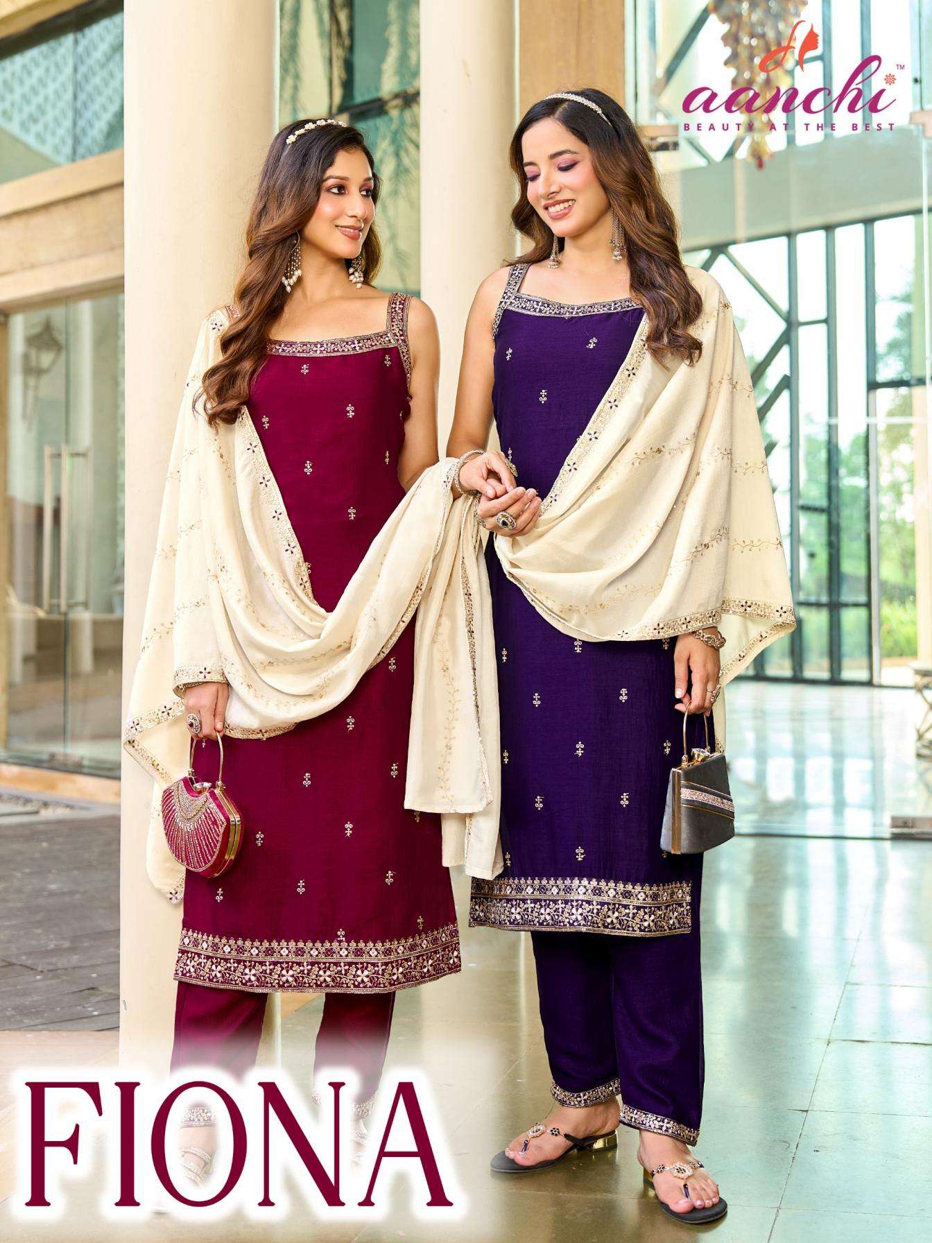aanchi fiona vichitra silk hit design full stitch 3pcs set