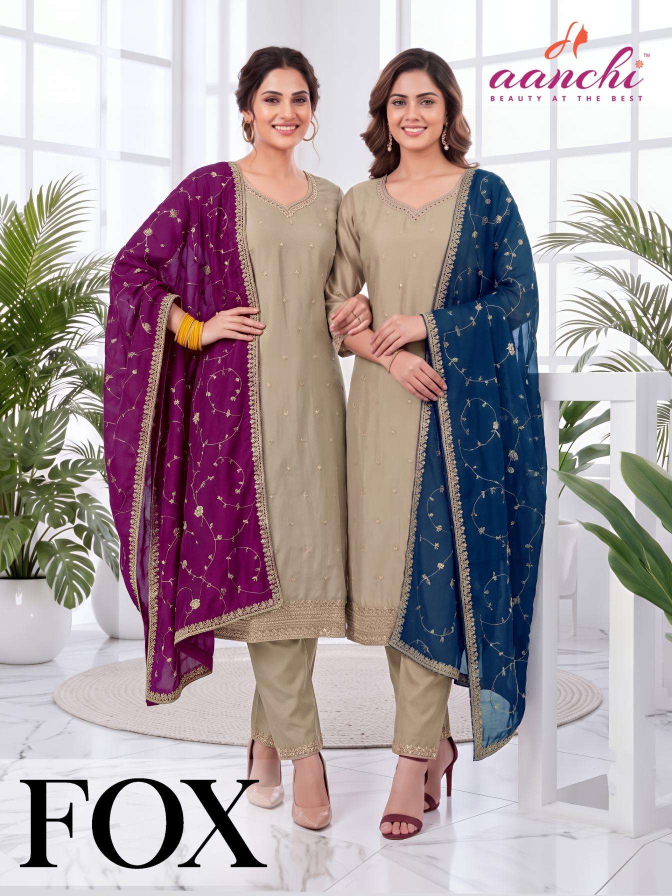 aanchi fox readymade unique vichitra silk 3pcs dress