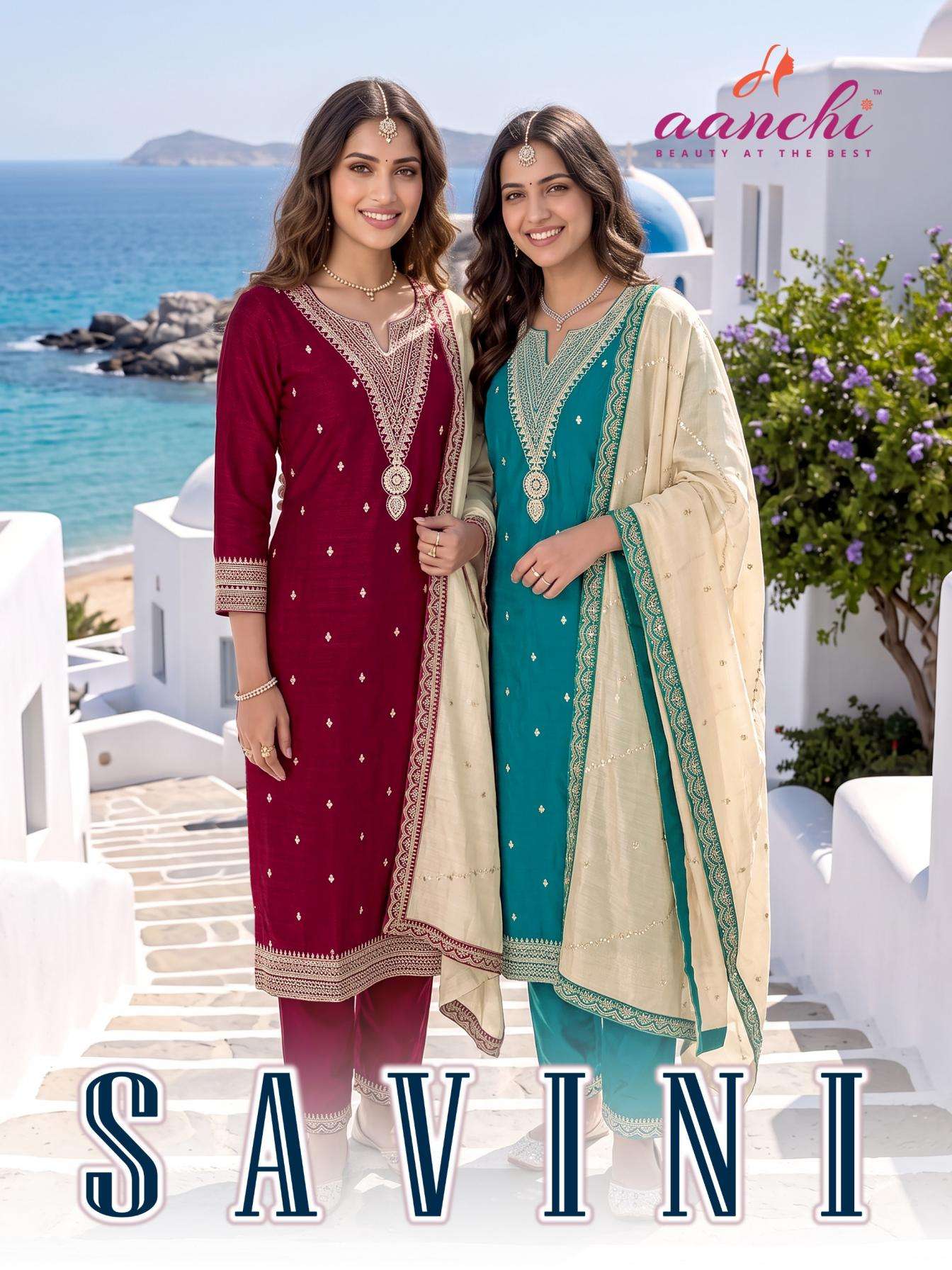 aanchi savini vichitra silk full stitch 3pcs dress