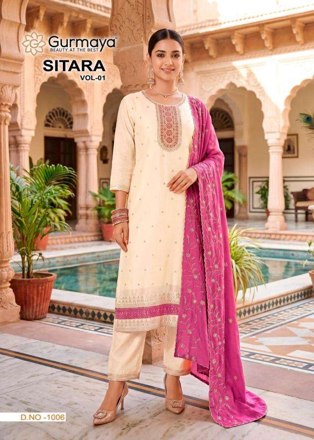 aanchi sitara 01-05 vichitra silk full stitch combo 3pcs set