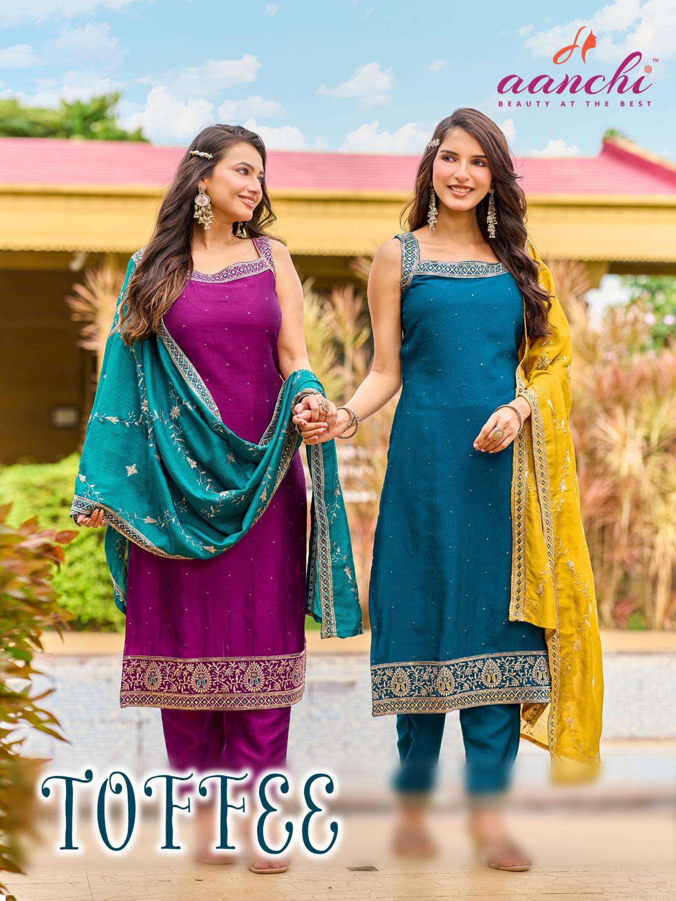 aanchi toffee vichitra silk readymade trendy 3pcs