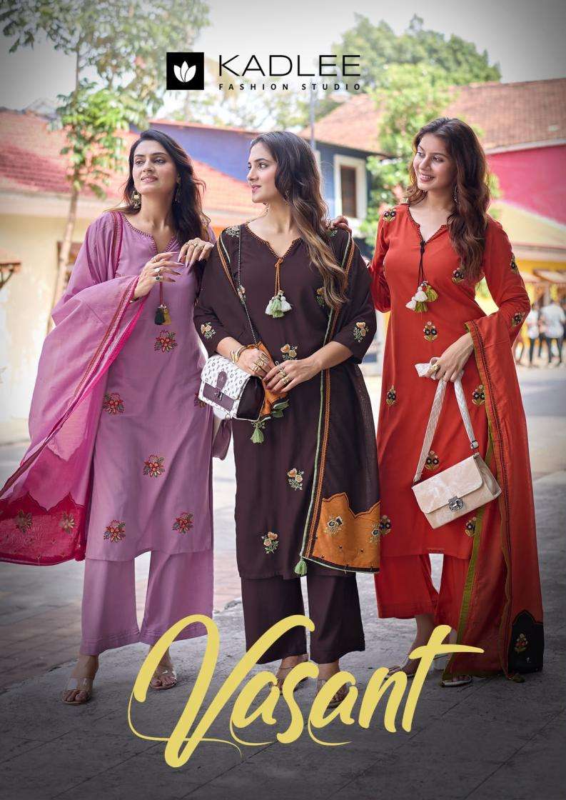 kadlee vasant rayon readymade handwork stylish 3pcs