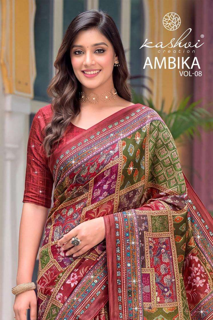 kashvi creation ambika vol 8 chocolate saree 2026
