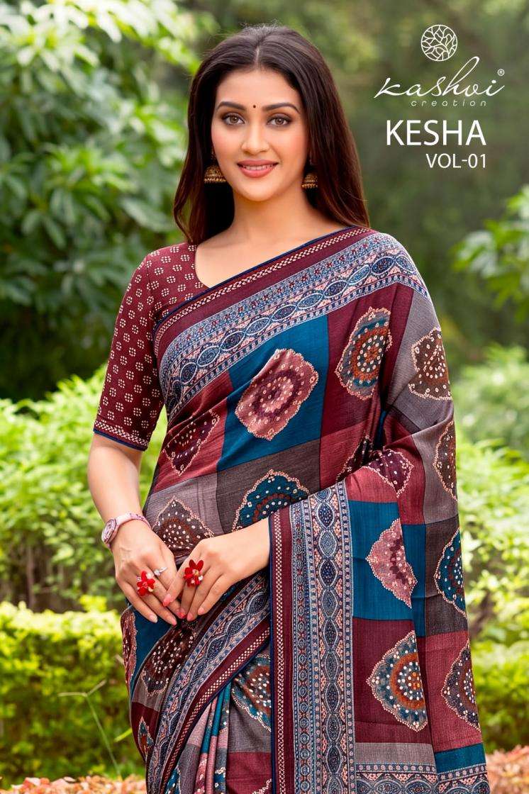 kashvi creation kesha tesla foil print unique saree