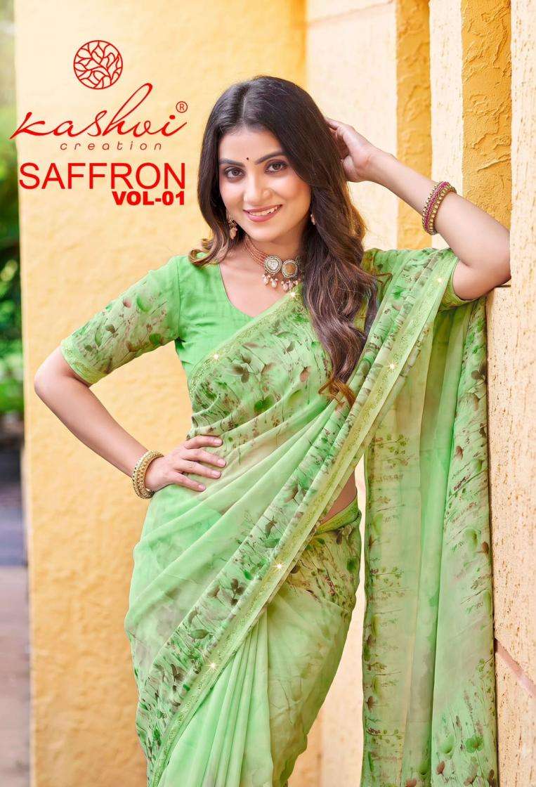 kashvi creation saffron vol 1 raga weightless printed saree