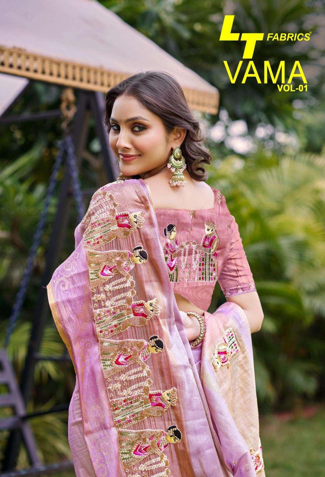 lt fashion vama vol 1 kora silk beeds work saree wholesaler