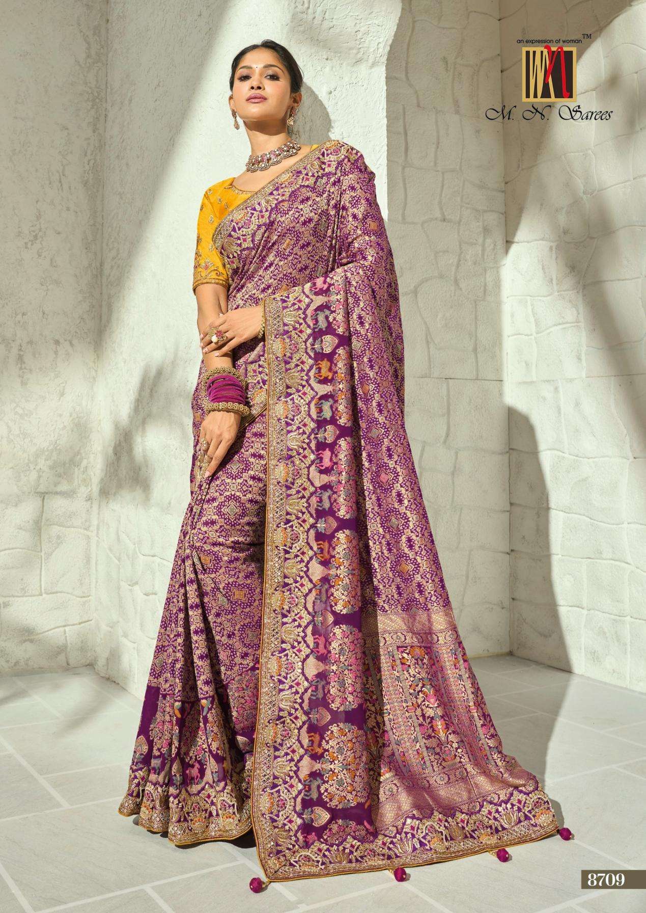 mn launch bandhej 8700 series georgette ethnic saree 2026