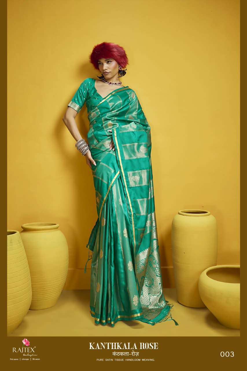 Rajtex Kanthkala Rose Party Wear Satin Silk Saree Wholesaler