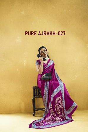 rajtex pure ajrakh 027 modal satin elegance saree