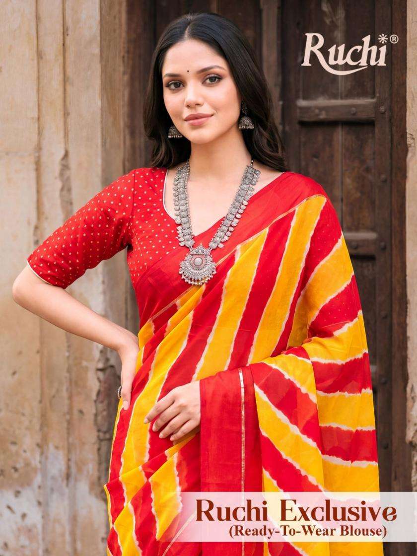ruchi exclusive 103 daily wear georgette saree with stitch blouse