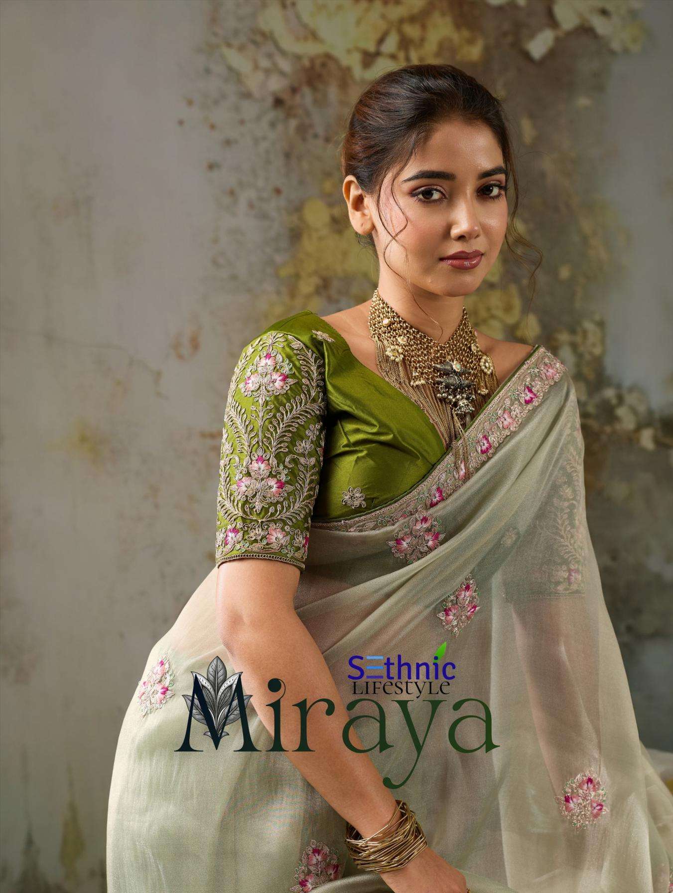 sethnic lifestyle miraya metallic tissue occasion wear saree