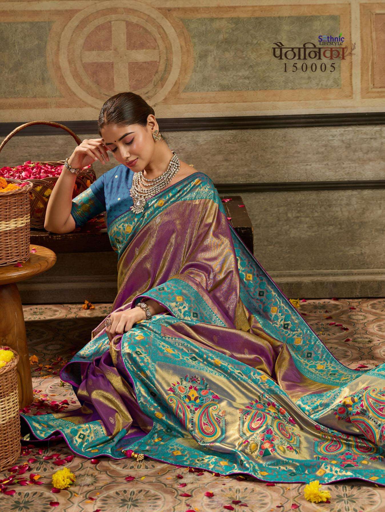 sethnic lifestyle paithanika dual tone tissue paithani silk festive saree