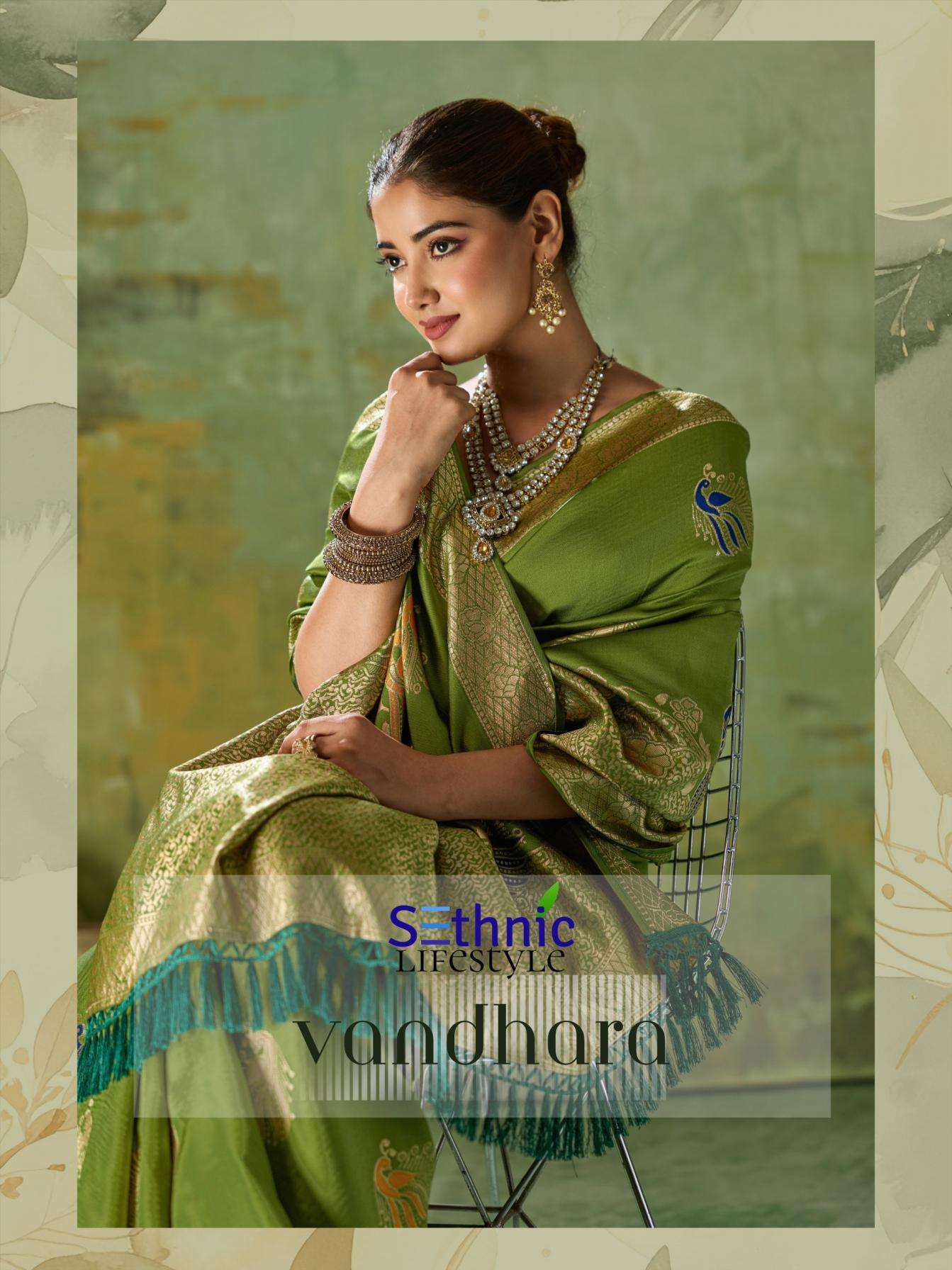 sethnic lifestyle vandhara twill banarasi silk festive look saree