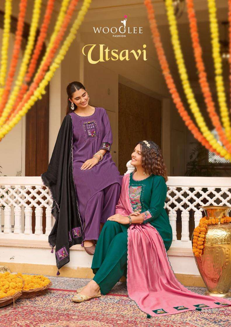 wooglee utsavi viscose weaving full stitch elegance plazzo 3pcs set 