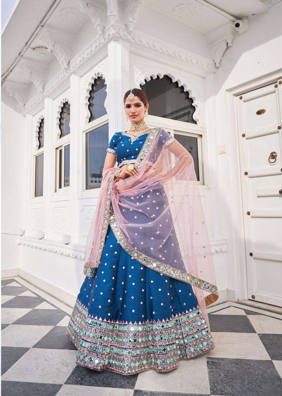 Alizeh presents mirror maze colour addition wedding Designer original mirror work lehenga choli catalog wholesaler and exporters