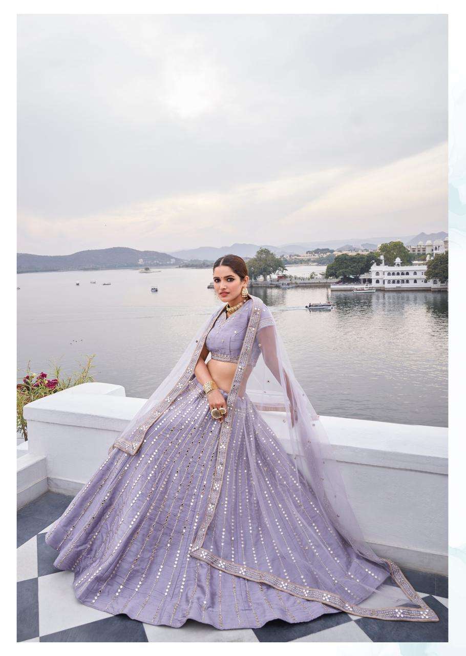 Alizeh presents mirror maze colour addition wedding Designer original mirror work lehenga choli catalog wholesaler and exporters