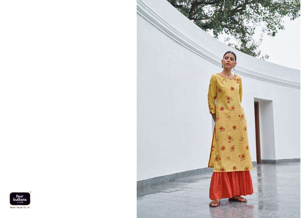 Four buttons presents vintage cotton long kurtis cataloge Wholesaler