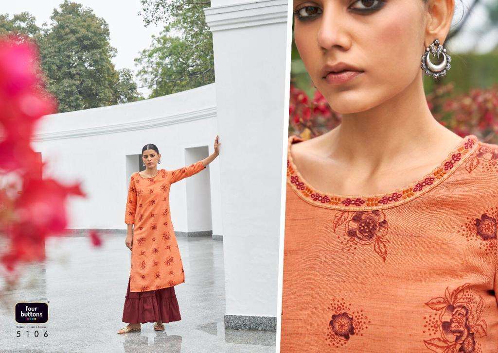 Four buttons presents vintage cotton long kurtis cataloge Wholesaler