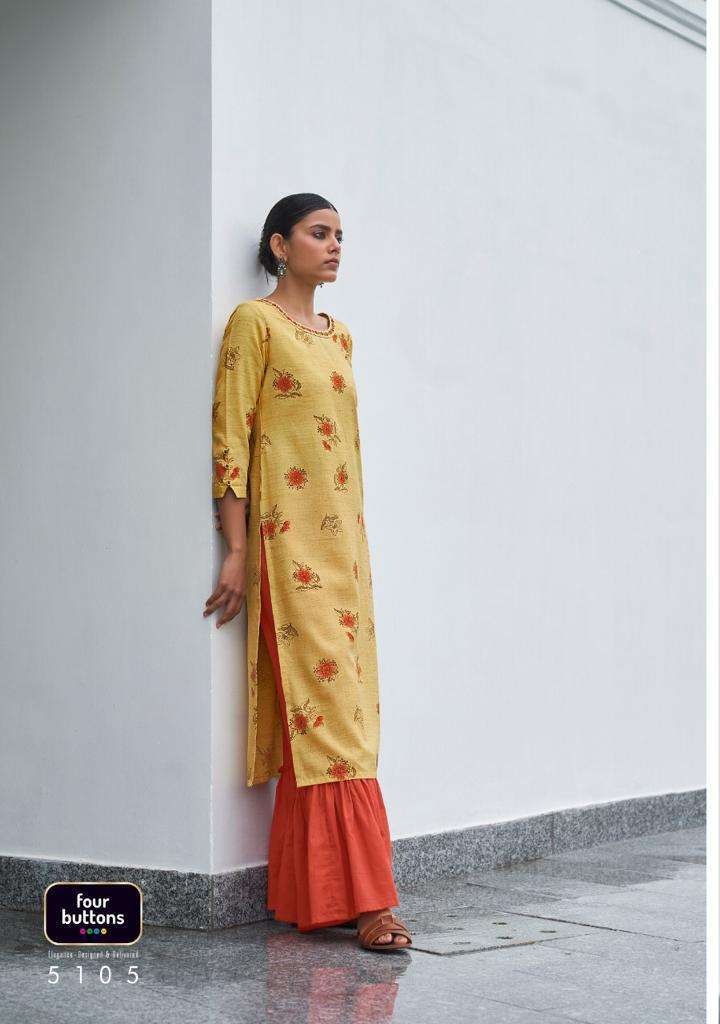 Four buttons presents vintage cotton long kurtis cataloge Wholesaler