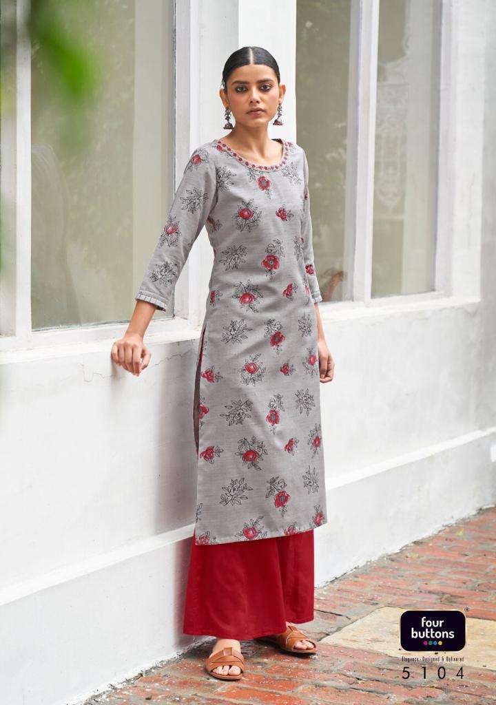 Four buttons presents vintage cotton long kurtis cataloge Wholesaler