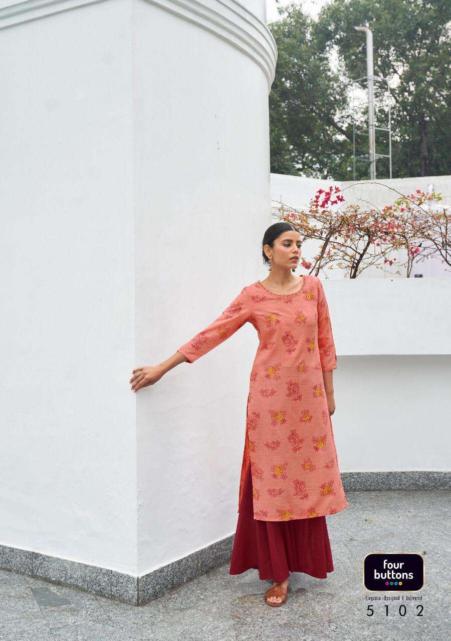 Four buttons presents vintage cotton long kurtis cataloge Wholesaler