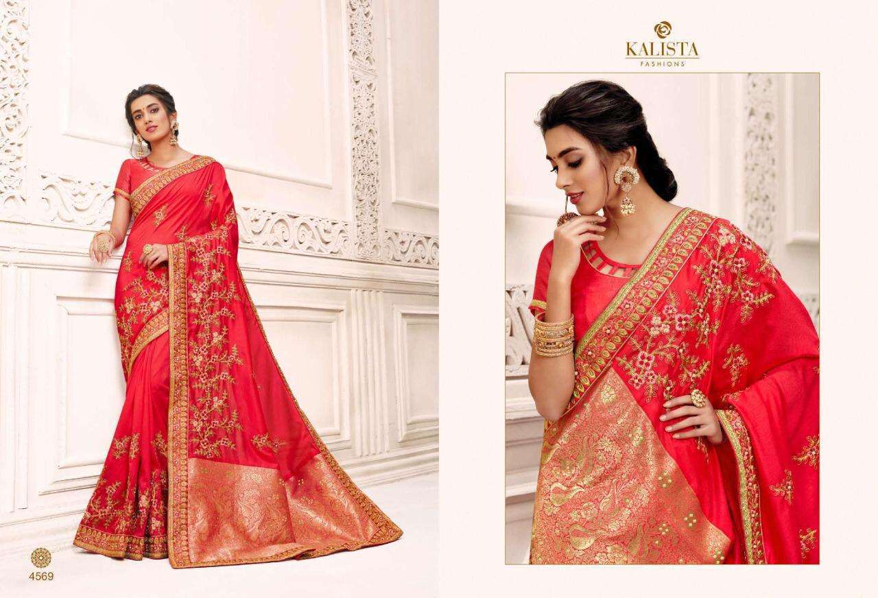 Kalista presents dulhan fancy vichitra silk with embroidery work sarees Catalogue wholesaler