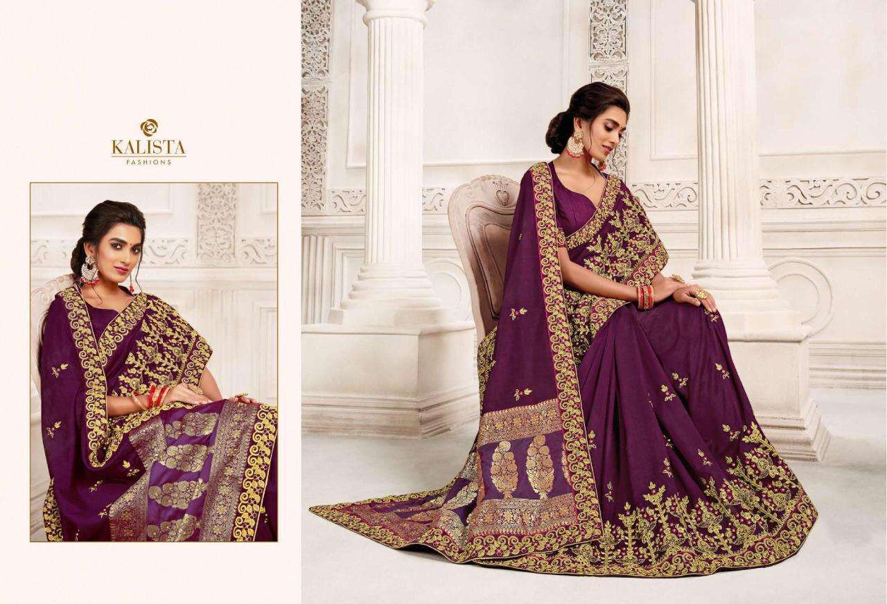 Kalista presents dulhan fancy vichitra silk with embroidery work sarees Catalogue wholesaler