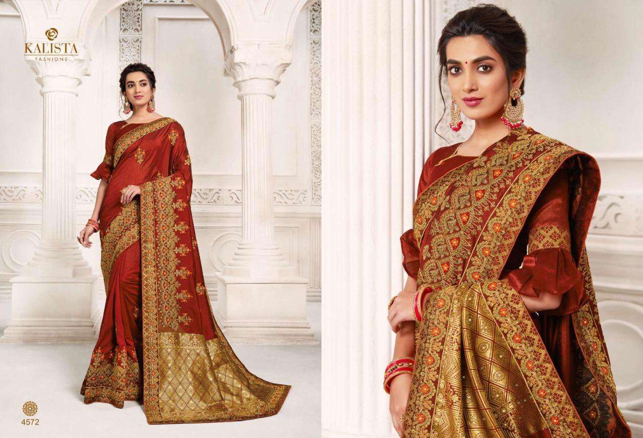 Kalista presents dulhan fancy vichitra silk with embroidery work sarees Catalogue wholesaler