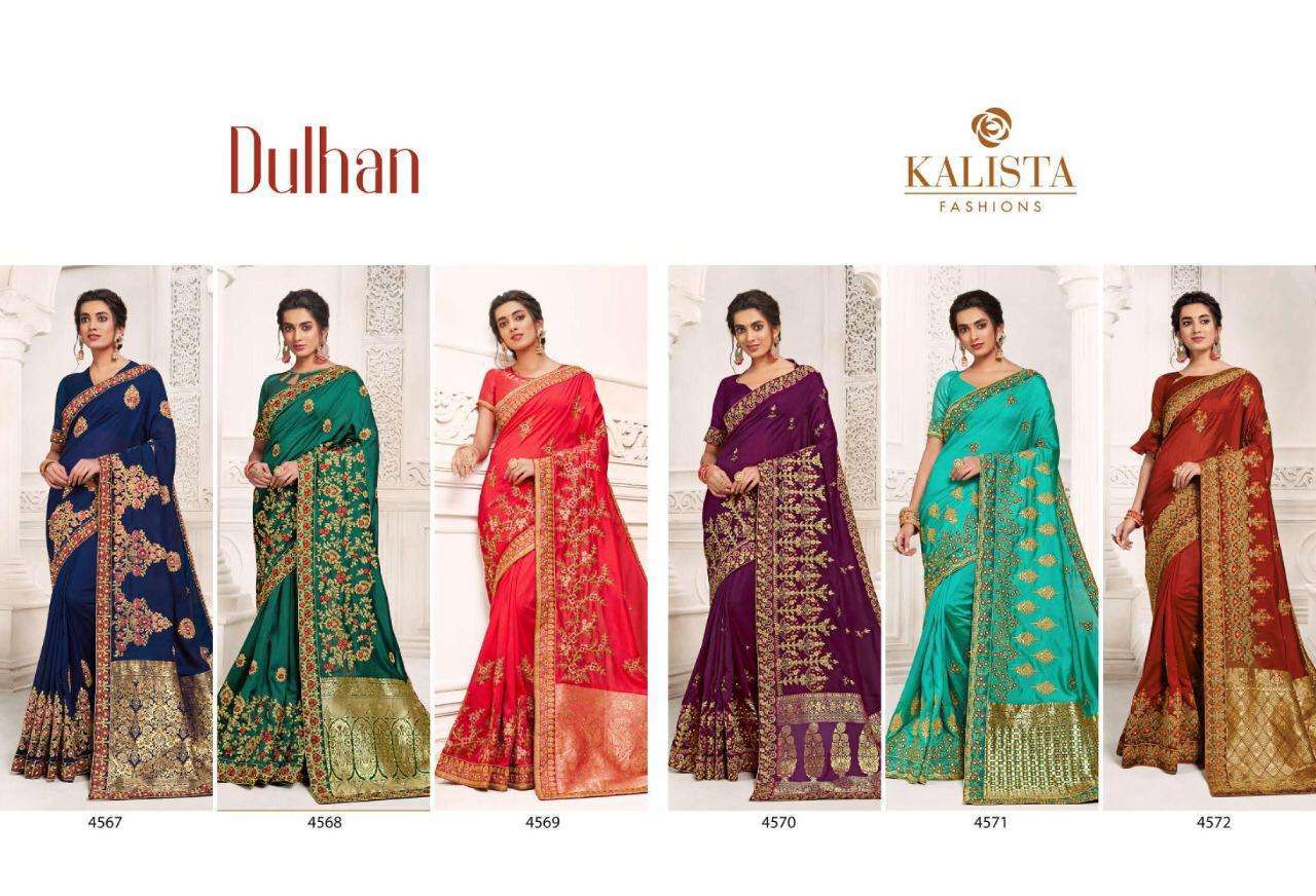 Kalista presents dulhan fancy vichitra silk with embroidery work sarees Catalogue wholesaler