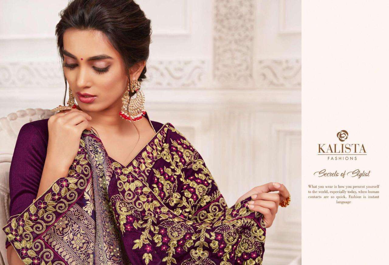 Kalista presents dulhan fancy vichitra silk with embroidery work sarees Catalogue wholesaler