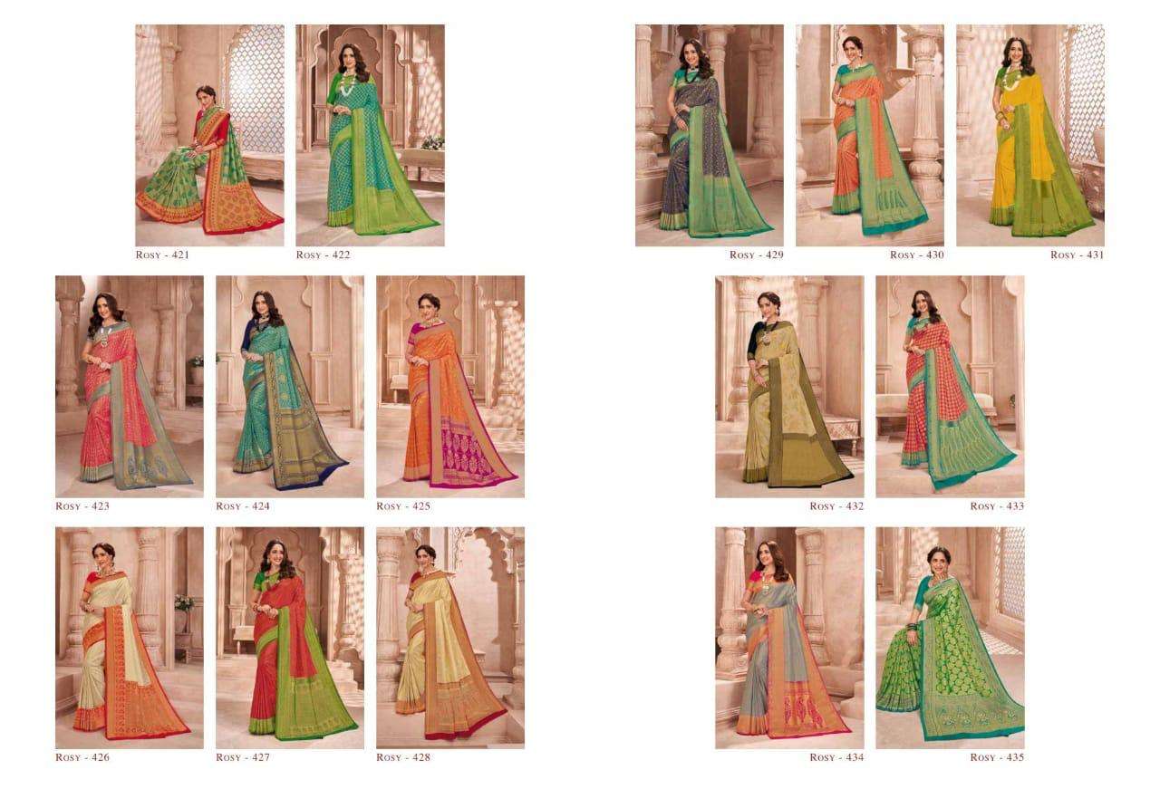 Rajguru presents Rosy Grace 421 to 435 series Wedding wear pure banarasi silk sarees Catalogue wholesaler and exporters