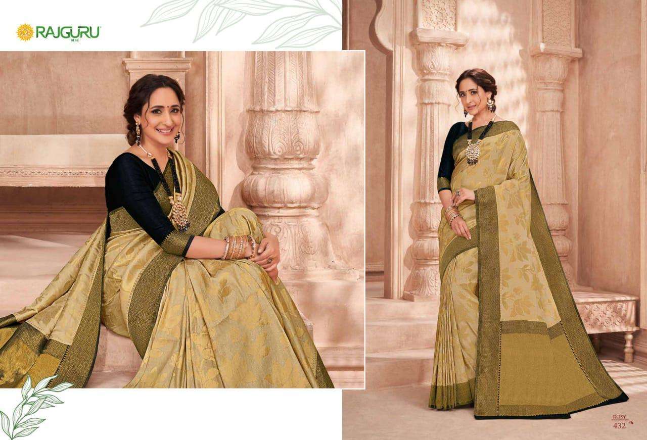 Rajguru presents Rosy Grace 421 to 435 series Wedding wear pure banarasi silk sarees Catalogue wholesaler and exporters