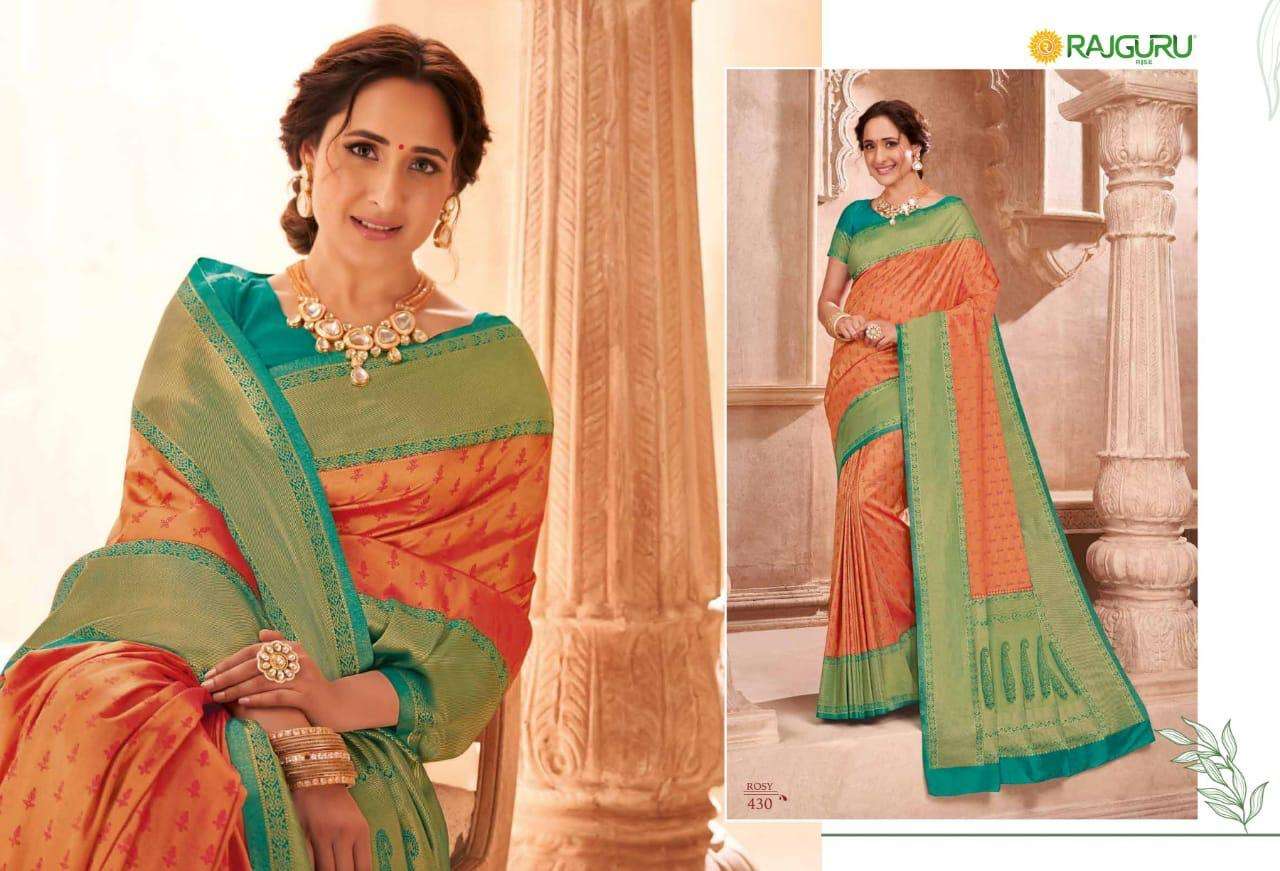 Rajguru presents Rosy Grace 421 to 435 series Wedding wear pure banarasi silk sarees Catalogue wholesaler and exporters