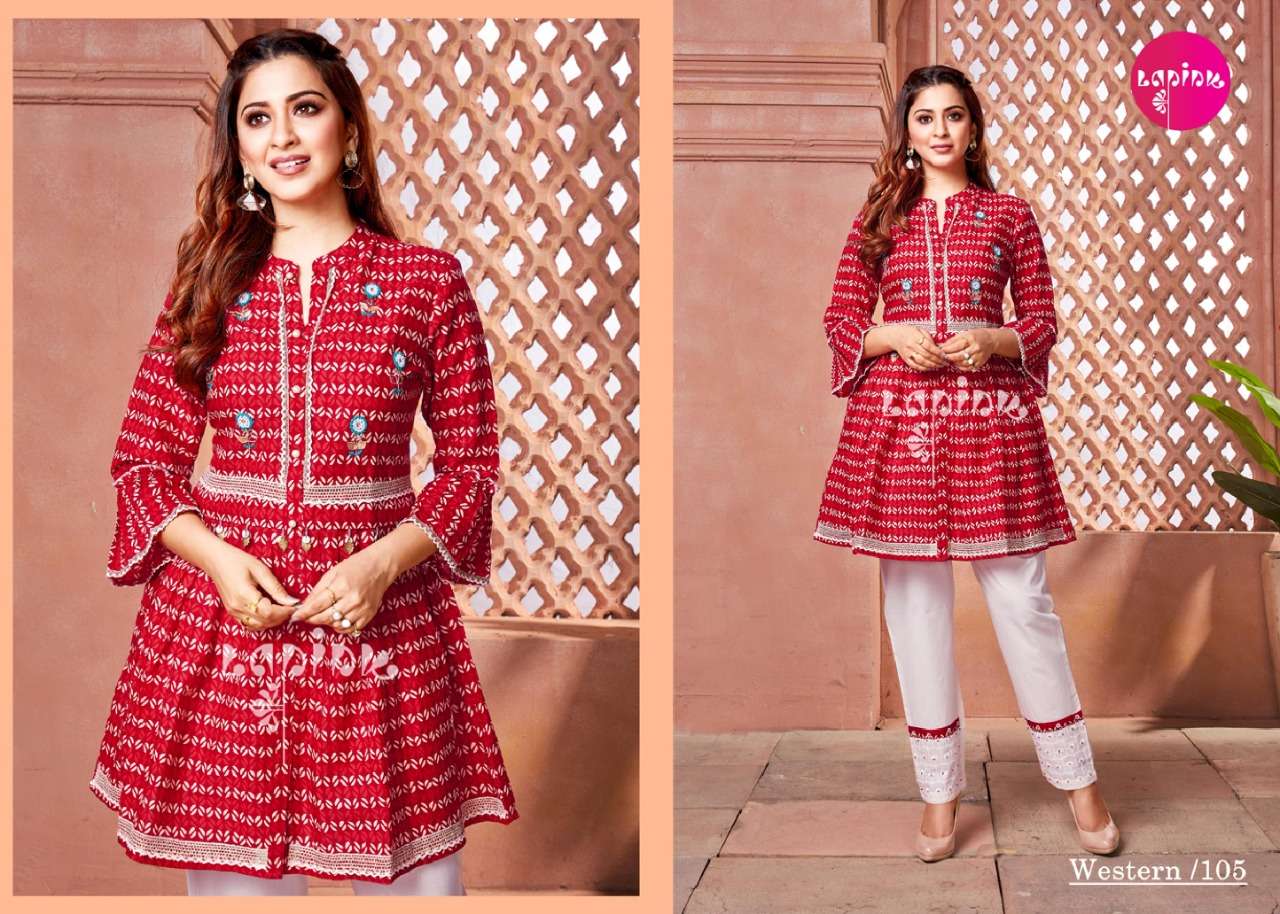 Pink Georgette Indo Western Kurti with Embroidered - KTI1999