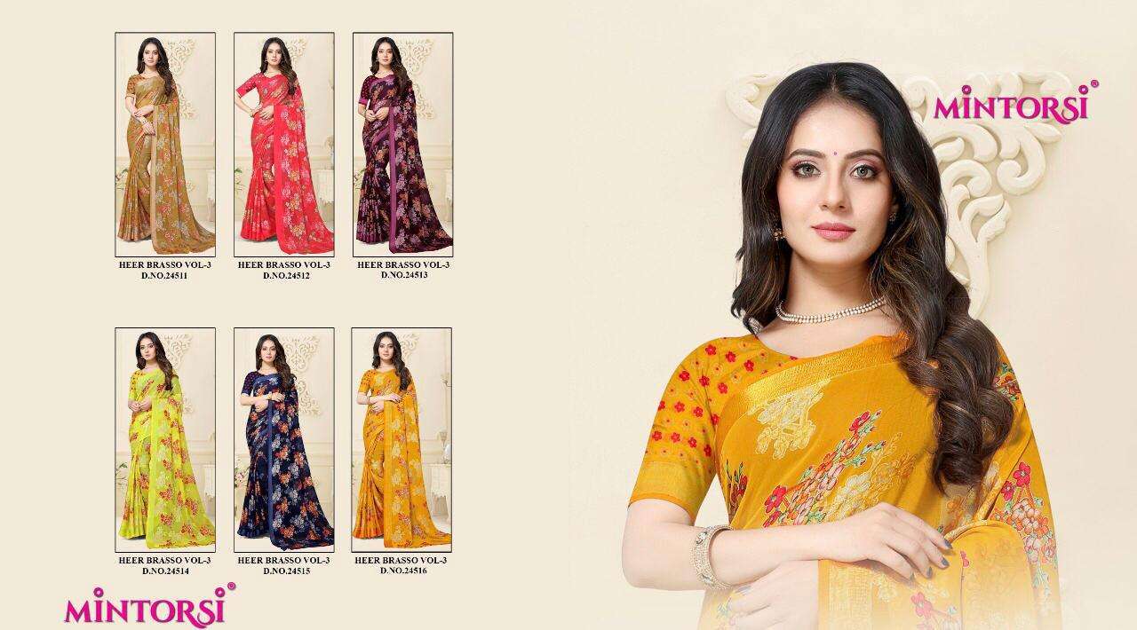 Mintorsi presents heer brasso vol-3 printed Sarees cataloge Wholesaler