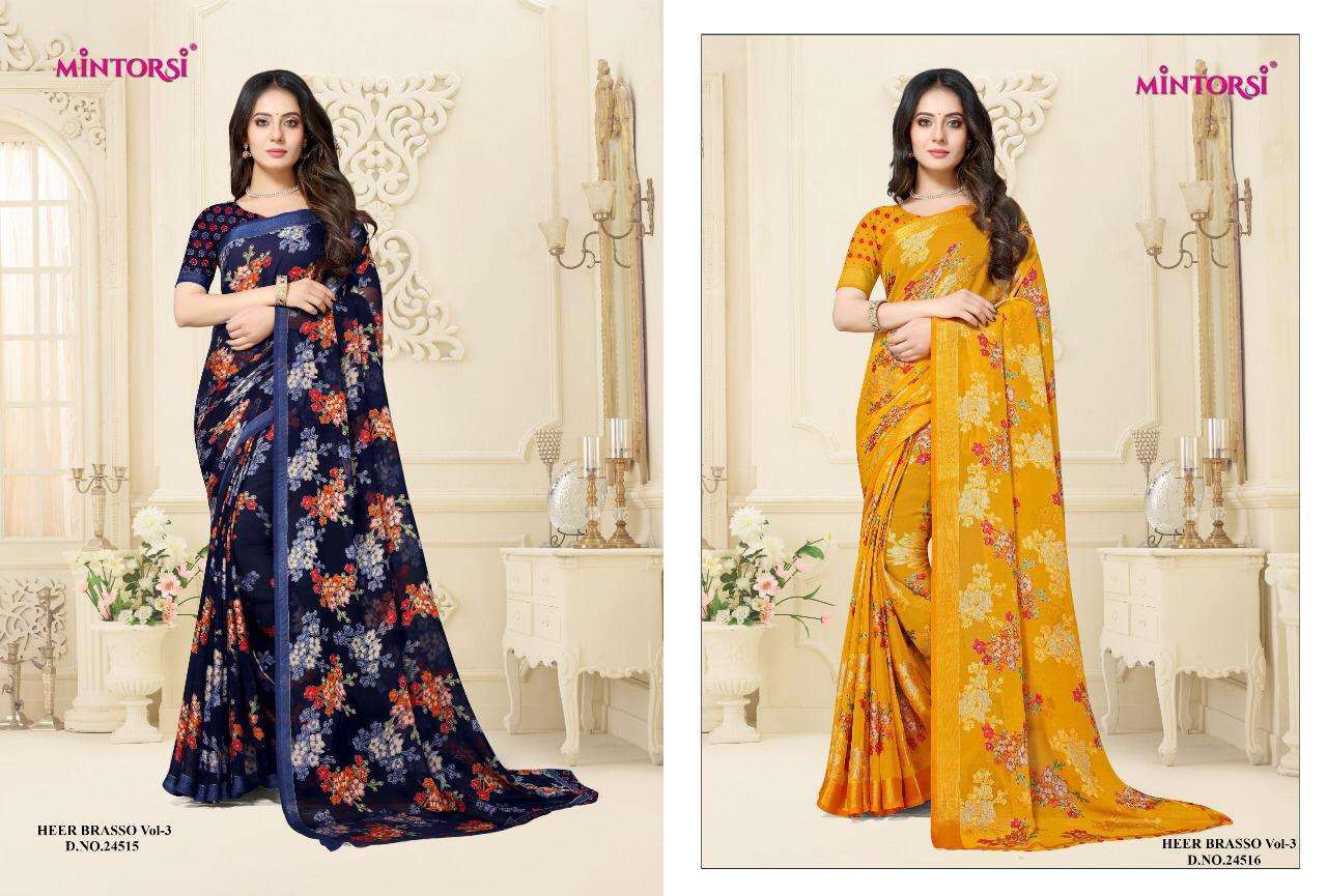 Mintorsi presents heer brasso vol-3 printed Sarees cataloge Wholesaler