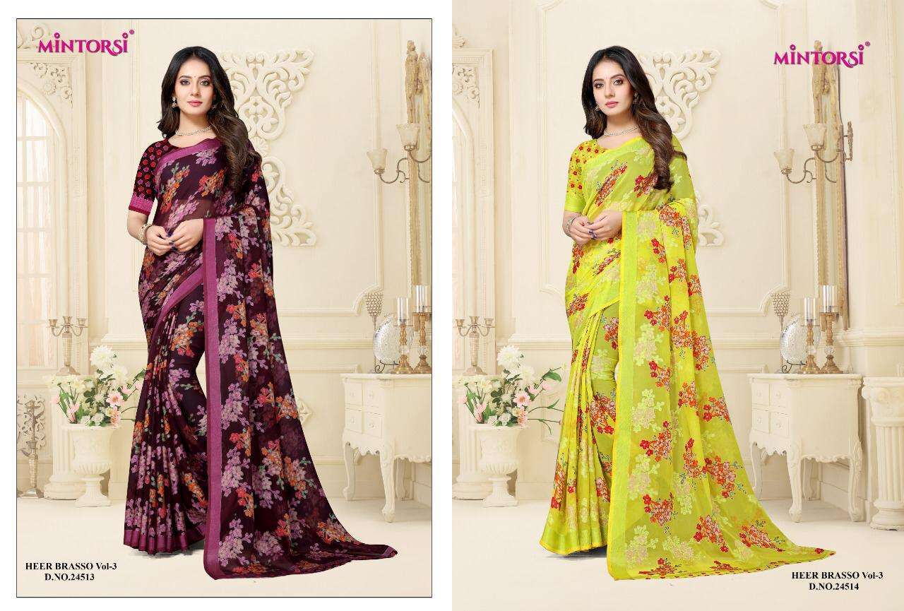 Mintorsi presents heer brasso vol-3 printed Sarees cataloge Wholesaler
