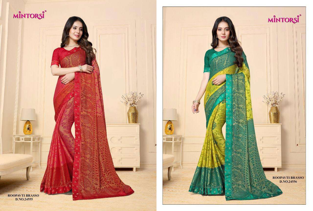 Mintorsi presents roopvati brasso chiffon printed Sarees cataloge Wholesaler