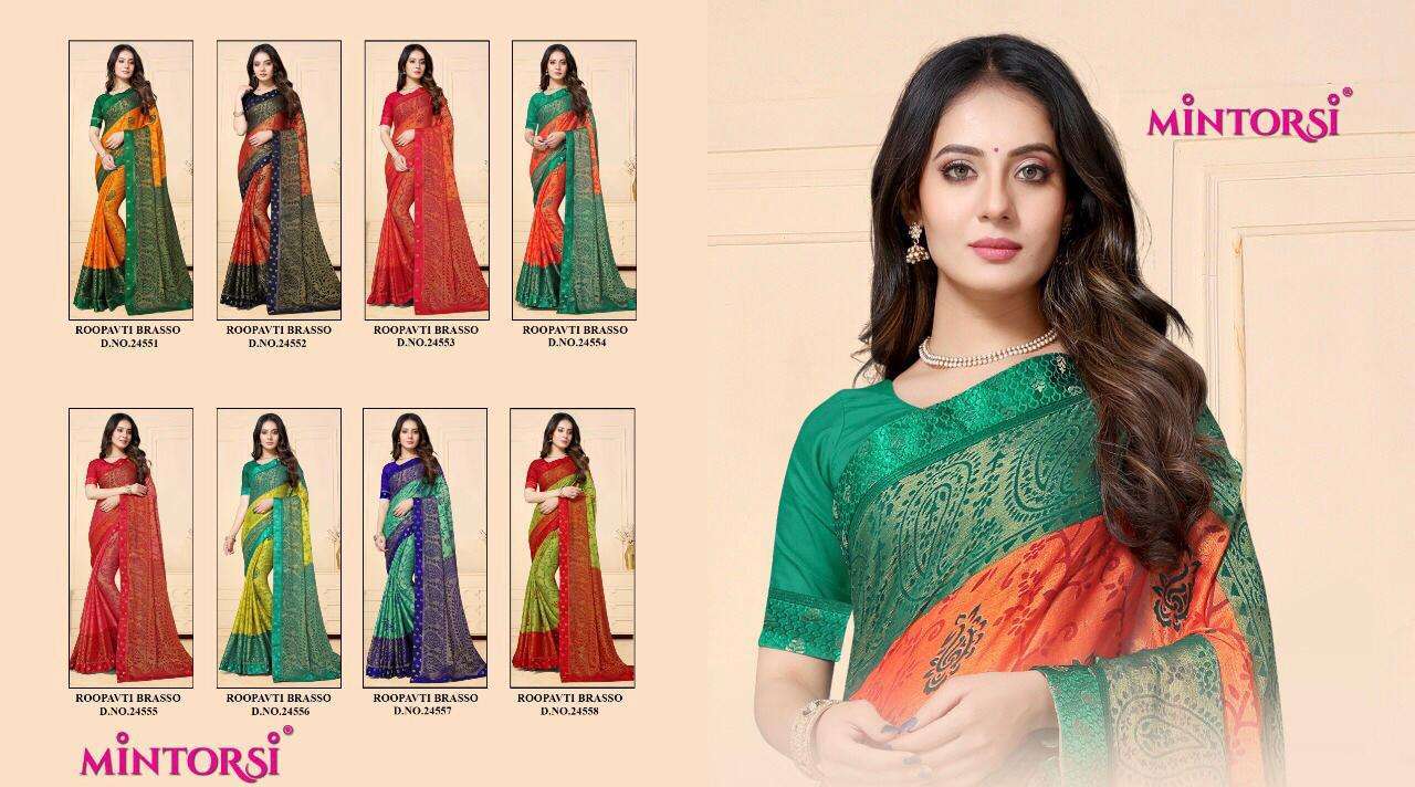 Mintorsi presents roopvati brasso chiffon printed Sarees cataloge Wholesaler