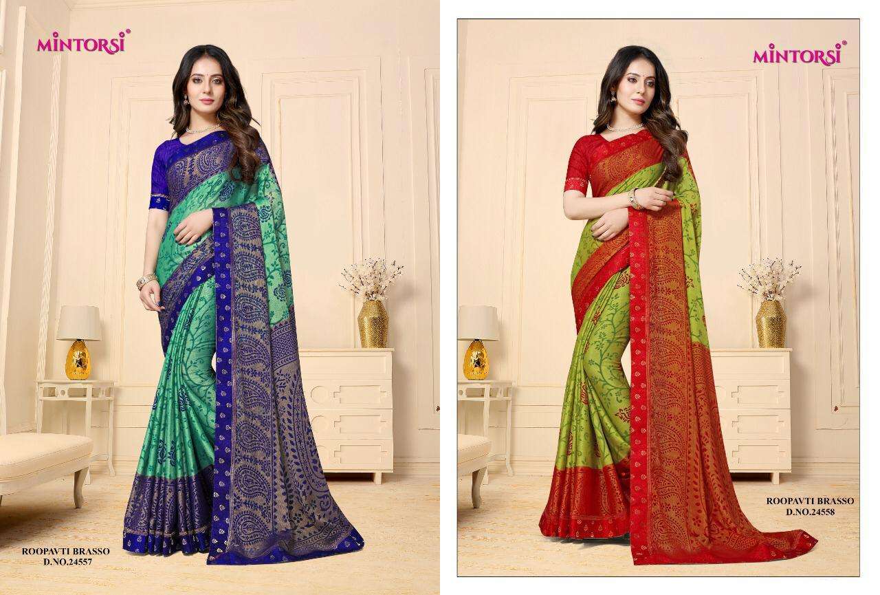 Mintorsi presents roopvati brasso chiffon printed Sarees cataloge Wholesaler