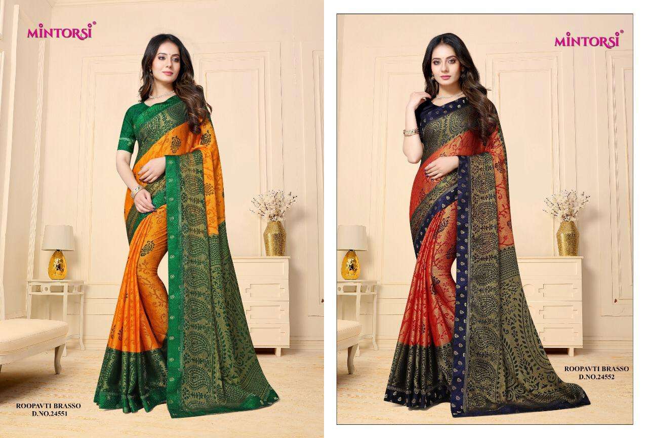 Mintorsi presents roopvati brasso chiffon printed Sarees cataloge Wholesaler