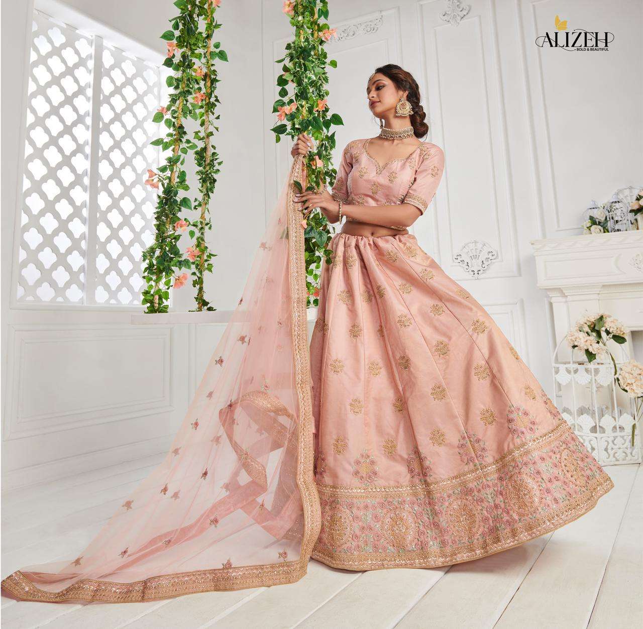 ALIZEH PRESENTS SANGEET VOL-1 1016 TO 1019 SERIES BRIDAL DESIGNER LEHENGA CHOLI CATALOG WHOLESAELR AND EXPORTERS