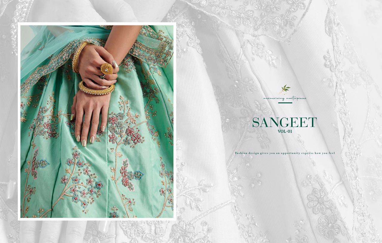 ALIZEH PRESENTS SANGEET VOL-1 1016 TO 1019 SERIES BRIDAL DESIGNER LEHENGA CHOLI CATALOG WHOLESAELR AND EXPORTERS