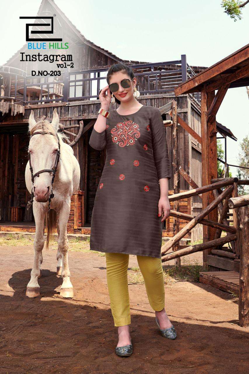Blue hills presents instagram vol-2 cotton sort daily kurtis catalog wholesaler and exporters