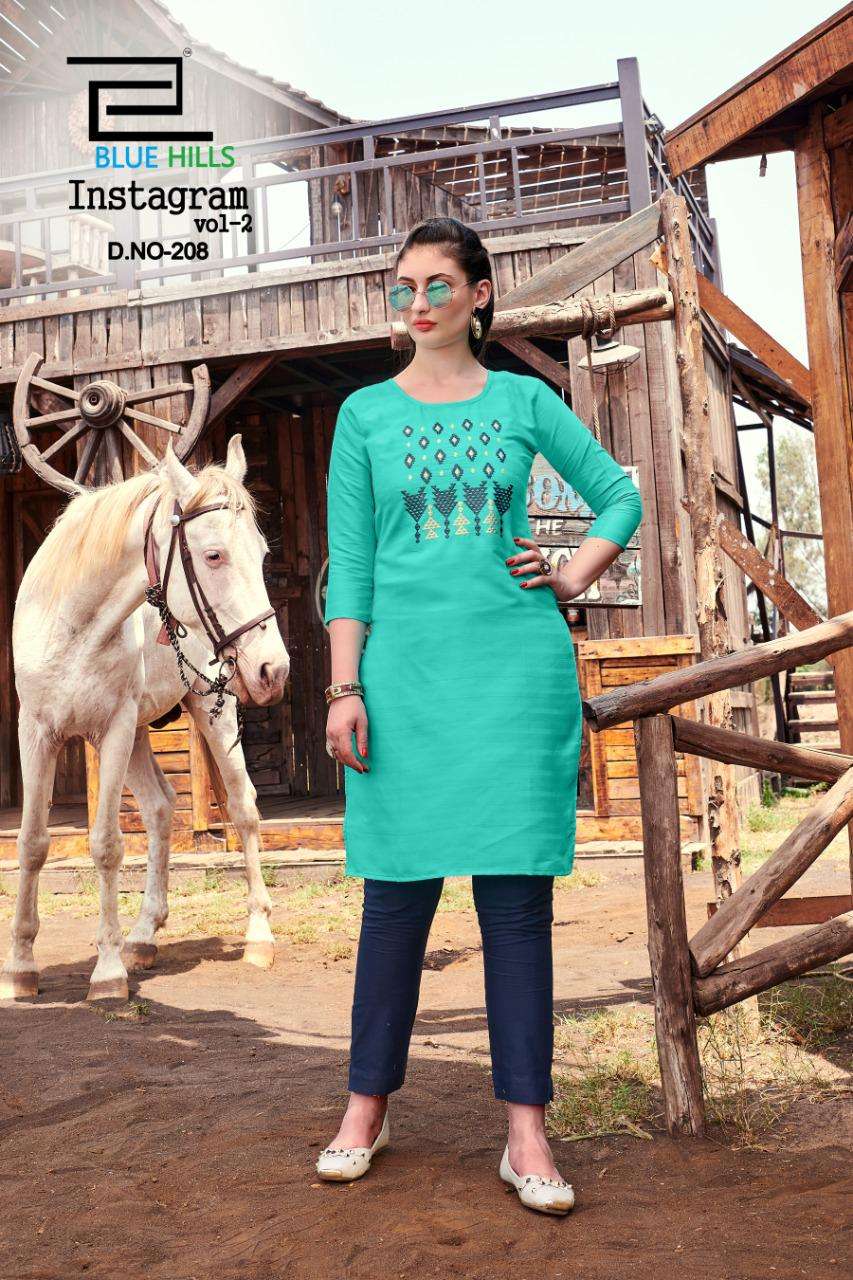 Blue hills presents instagram vol-2 cotton sort daily kurtis catalog wholesaler and exporters