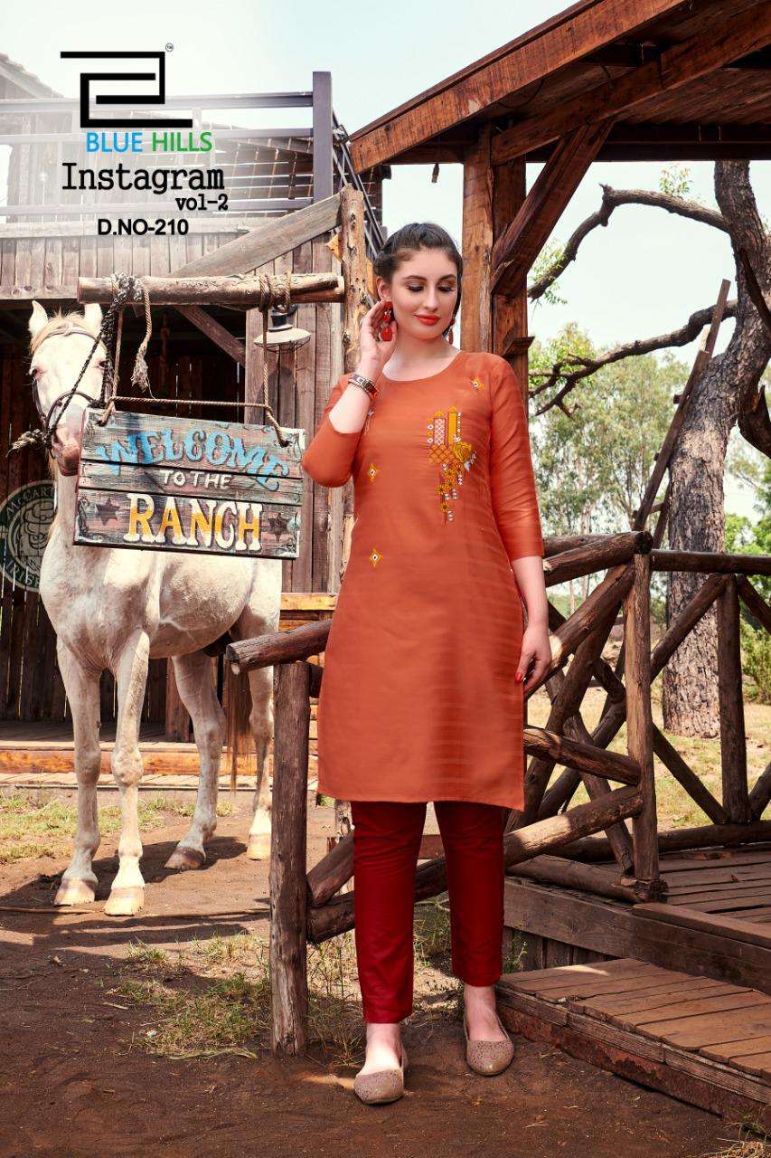 Blue hills presents instagram vol-2 cotton sort daily kurtis catalog wholesaler and exporters